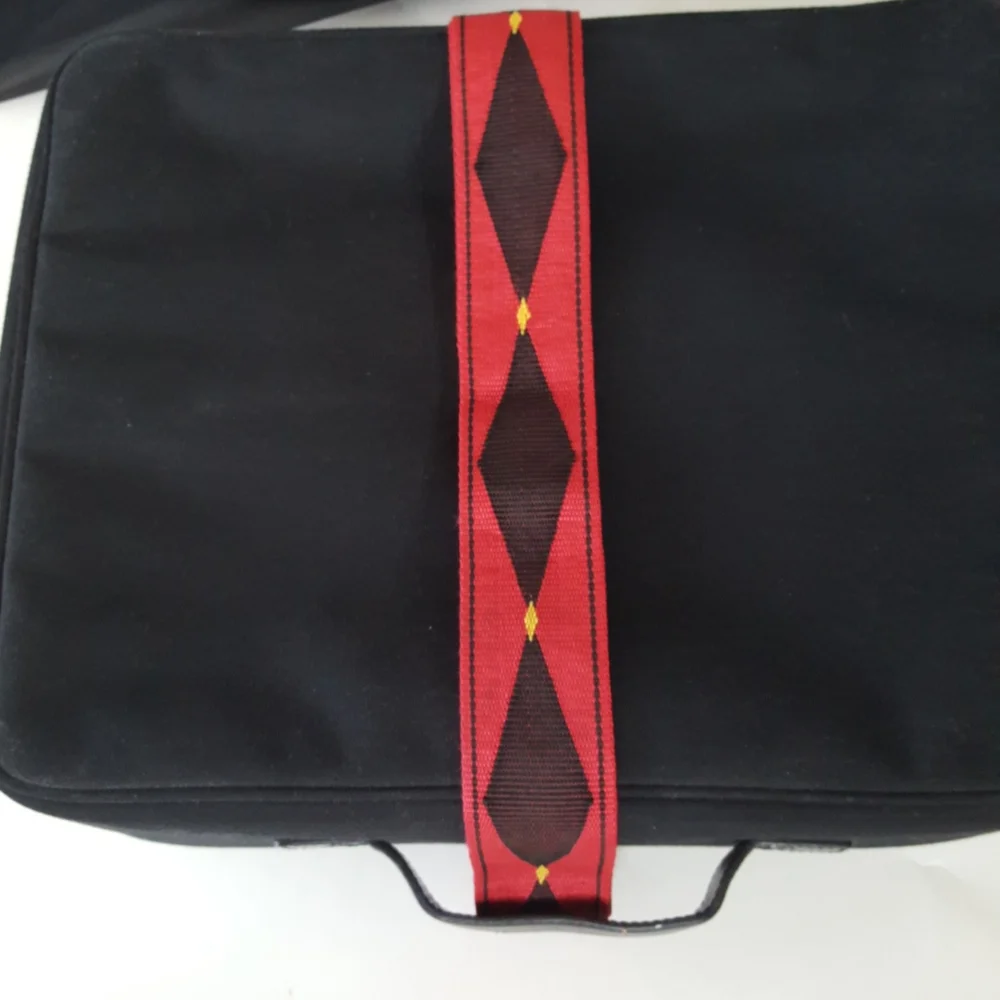 Travel Belt Luggage Strap Red Black Diamond Pattern Unisex Embellishment 90s